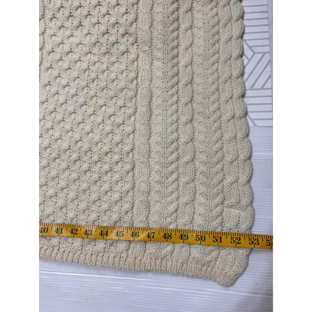 Aran Crafts 100% Wool Honeycomb Cream Throw Blanket Ireland 70